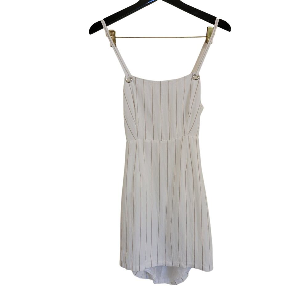 ASTR The Label Beige Striped Mini Dress Preppy Old Money M
